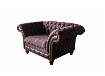 Chesterfield 1 Sitzer Couch Polster Sitz Textil Stoff Couchen Luxus Sofa