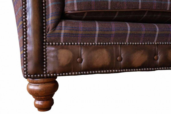 Chesterfield 1 Sitzer Couch Polster Sitz Textil Stoff Couchen Luxus Sofa