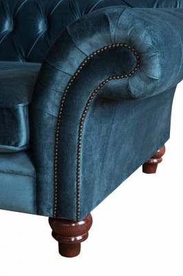 Turkis Sofa Luxus Textil Chesterfield Couch Sofas Blau Polster Sitzer Design