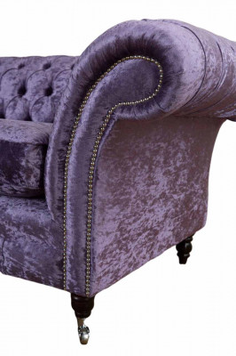 Chesterfield Dreisitzer Sofa 3 Sitzer Wohnzimmer Sofa Lila Stoff Couch