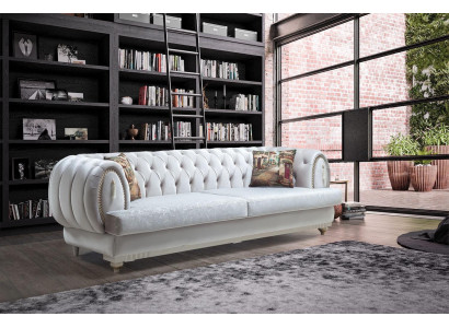 Weißer Chesterfield Dreisitzer Modernes Sofa Stilvolle Wohnzimmer Couch