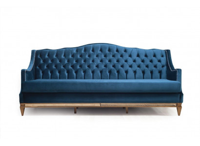 Blauer Chesterfield Dreisitzer Relax Lounge Sofa Wohnzimmer 3-Sitzer