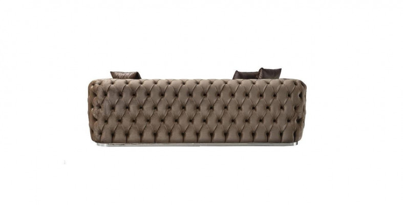 Sofa 3 Sitzer Polstersofa Braun Textil Sitz Design Couch Modern Chesterfield