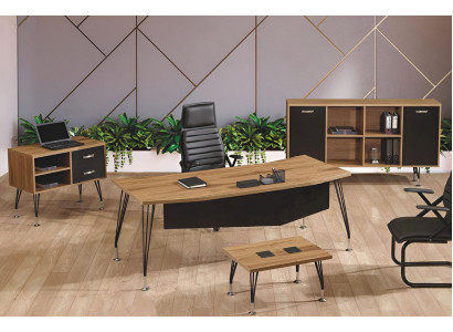 Bürotisch Büromöbel Komplettbüro Schreibtisch Set 4tlg Holz Schwarz