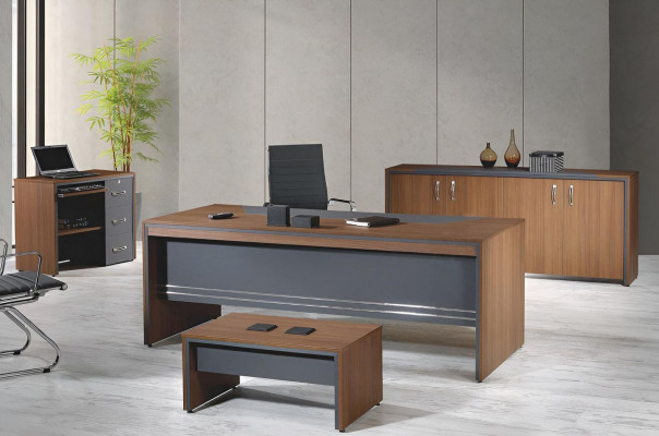 Arbeitszimmermöbel Komplettbüro Schreibtisch Set 4tlg Holz Braun Tisch