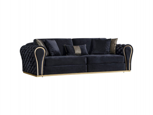 Stilvoller Schwarzer 3-Sitzer Luxus Wohnzimmer Sitzmöbel Polstersofa