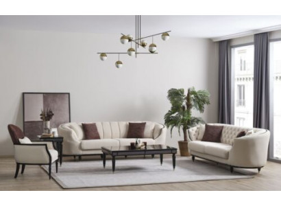 Weißes Wohnzimmer Set Sofagarnitur 3+3+1 Couchtisch Beistelltisch 5tlg