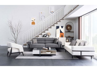 Modern Wohnzimmer Set Besteht aus 2x Sofas und Sessel Neuheit 3tlg.