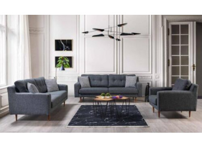 Graues Wohnzimmer Set Luxuriöse 2x Textil Sofas Designer Polster Sessel