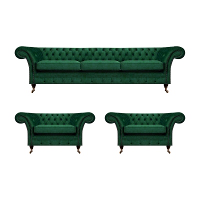 Grün Möbel Wohnzimmer Polstermöbel Chesterfield Set 3tlg 3+1+1 Einrichtung