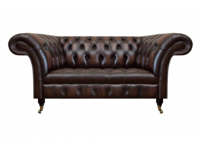 Braun Luxus Leder Sofa Zweisitzer Couch Wohnzimmer Polstermöbel Chesterfield