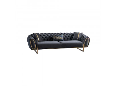 Chesterfield Schwarze Polstergarnitur Moderne Sofas Luxuriöse Couch Neu