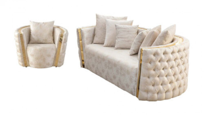 Beige Wohnzimmer Chesterfield Sitzer 2-Sitzer Luxuriöser Sitz Sessel