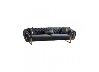 Schwarze Polstercouch Designer Chesterfield Wohnzimmer Polster Sofa