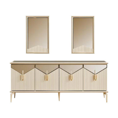 Luxus Sideboard Anrichte Schrank Kommode Holzschrank Holz Beige Gold