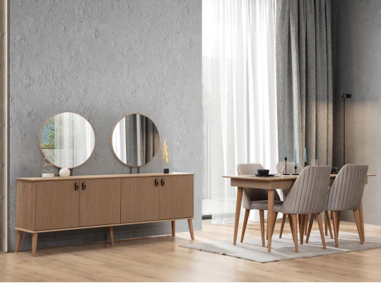 Modern Esszimmer Set Besteht aus Design Esstisch 4x Stühle Anrichte 6tlg.