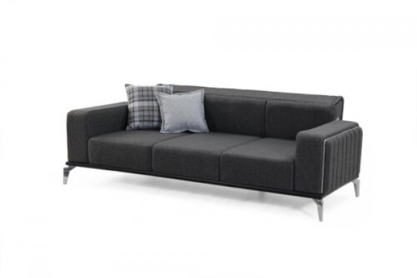 Stilvoll 3-Sitzer Sofa Modern Holz Wohnzimmer Möbel Grau farbe Luxus