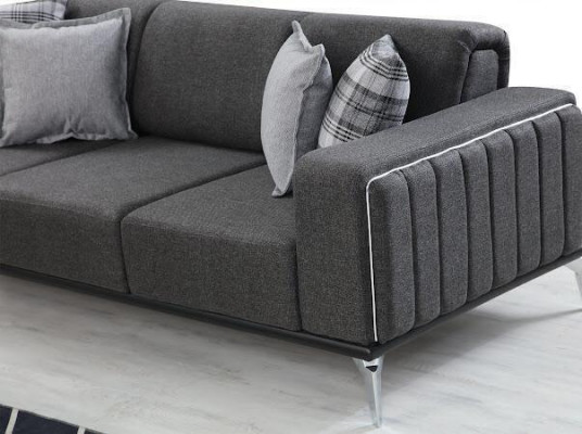 Stilvoll 3-Sitzer Sofa Modern Holz Wohnzimmer Möbel Grau farbe Luxus