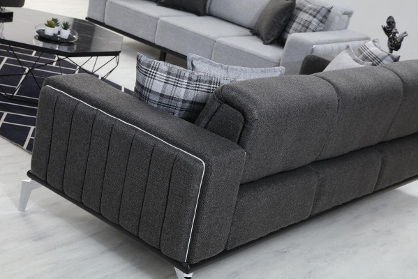 Stilvoll 3-Sitzer Sofa Modern Holz Wohnzimmer Möbel Grau farbe Luxus