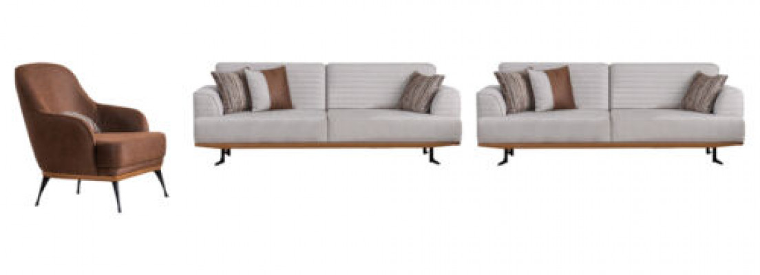 Luxus 3tlg Polstergarnitur Dreisitzer-Sofas & Sessel für Wohnzimmer