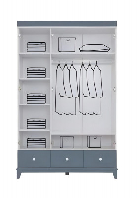 Komplett Mehrfarbig Kinderzimmer Set Kleiderschrank Kommode Helles 2tlg Neu