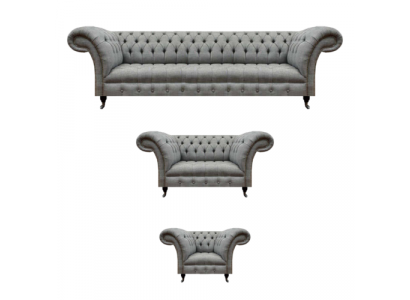 Wohnzimmer Grau Set 3tlg Luxus Sofas Sofagarnitur Sessel Chesterfield