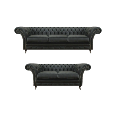 Modern Schwarz Chesterfield Wohnzimmer Dreisitzer mit Zweisitzer Sofas