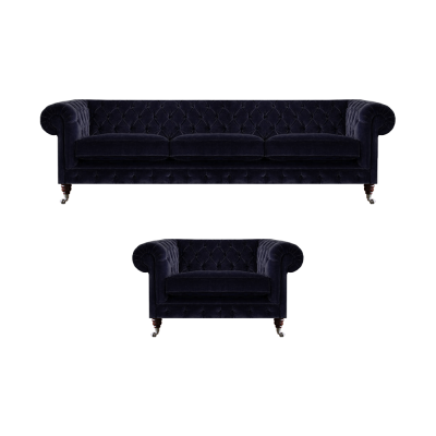 Wohnzimmer Set 2tlg Sofagarnitur Dreisitzer Sofa Sessel Einrichtung Chesterfield