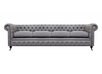 Chesterfield Viersitzer Grau Sofa Couch Wohnzimmer Einrichtung Neu Textil