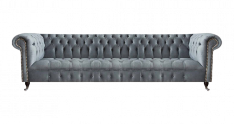 Chesterfield Luxus Viersitzer Grau Sofa Couch Wohnzimmer Einrichtung