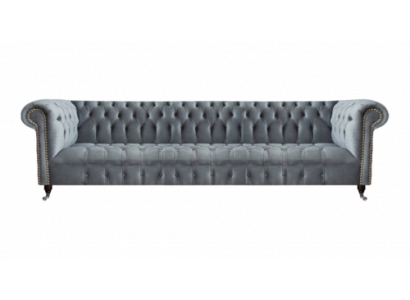 Chesterfield Luxus Viersitzer Grau Sofa Couch Wohnzimmer Einrichtung