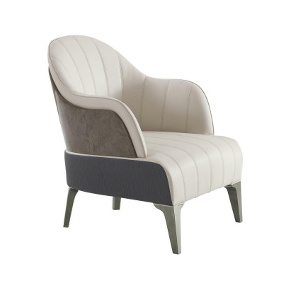 Sessel Wohnzimmer Modern Design Beige Leder Luxus Lounge Club Möbel 