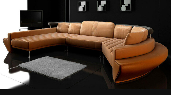 Runde Couch Sofa Polster Rundsofas Wohnlandschaft Ecksofa Eckgarnitur