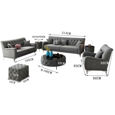 Sofagarnitur 7tlg. Set Sofa Sitzer Couchtisch Couch Modern Sofas Samtsofa Neu