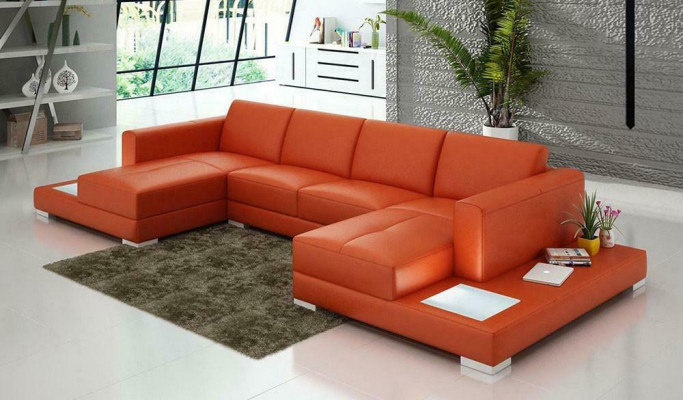 Wohnzimmer Sitzmöbel Couch Garnitur Leder Sofa Polster Eckcouchen