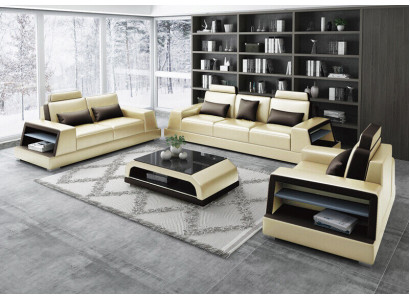 Moderne Sofagarnitur 321 Sitzer Sofa Couch Polster Garnitur Couchen Leder