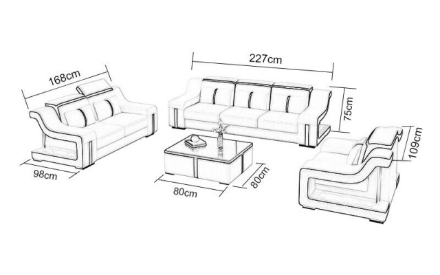 Sofagarnitur Couch Polster Sofa Set 311 Leder Couchen Sofas Komplett