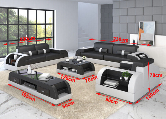 Sofagarnitur Polster 321 Sitzer Set Design Sofas Couchen Leder Modern