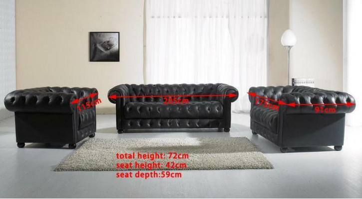 Ledersofa Sitzpolster Garnitur Chesterfield Stühle Design Sofa Couch Garnitur