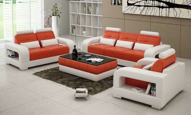 Sofagarnitur Polster 3+1+1 Sitzer Set Design Sofas Couchen Leder Modern