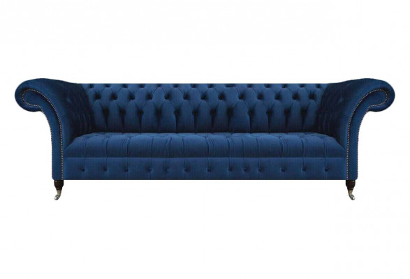 Blau Chesterfield Sofa Viersitzer Couch Designer Polstermöbel Wohnzimmer