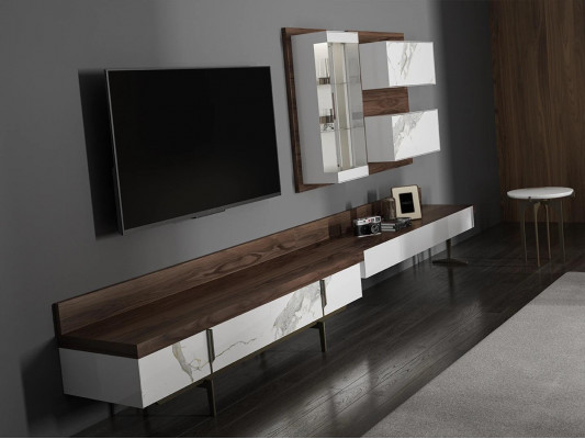 Wohnwand tv Ständer Sideboard Wandschrank Modern Wohnzimmer Hänge Vitrine Holz