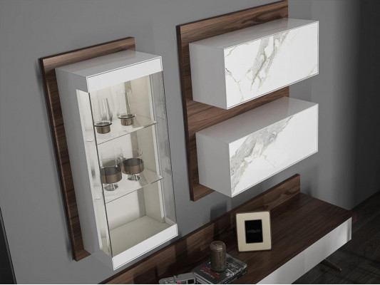 Wohnwand tv Ständer Sideboard Wandschrank Modern Wohnzimmer Hänge Vitrine Holz