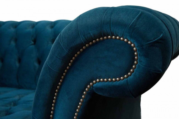 Design Luxus Chesterfield Sofa 4-Sitzer Couch Polster Sofas Möbel Blau