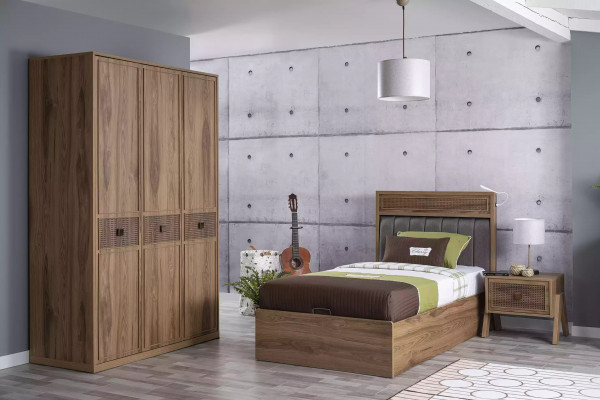 Bett mit Bettkasten Bettrahmen Kinderbett Jugendbett Braun Holz Luxus