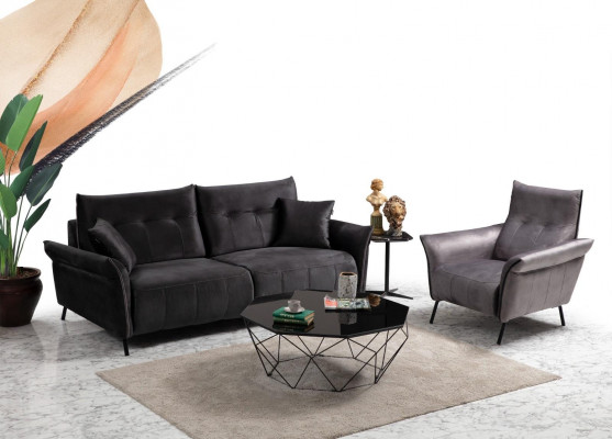 Modern Sofagarnitur Set 3 tlg Luxus Sessel Wohnzimmer Garnitur Dreisitzer Sofas