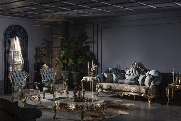 Barock Klassische Wohnzimmer Couch Set Garnitur Tisch Sofagarnitur 6tlg