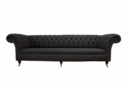 Chesterfield Sofa 4 Sitzer Schwarz Stoff Wohnzimmer Design Couch Polster