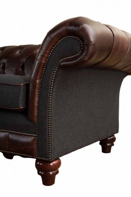 Braune Chesterfield englisch klassischer Stil Sofa Couch 3 Sitz Polster 230cm