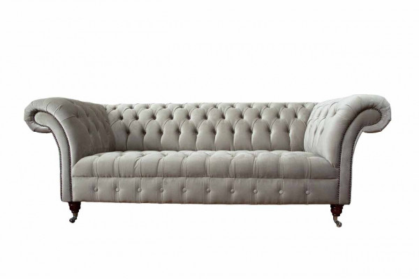 Chesterfield Sofa 3 Sitz Polster Couchen Sofas Couch Dreisitzer Grau Neu